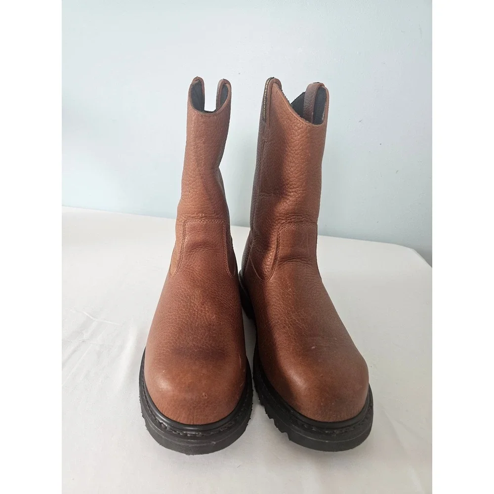 Workwear Caterpillar Steel Toe Boot Mens 9.5 Brown Waterproof Leather Pull On